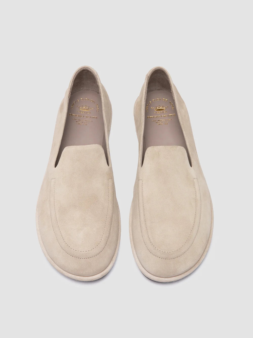 MIENNE 101 - Ivory Suede Loafers - image 2,side view