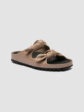 PELAGIE 021 - Taupe Leather Slide Sandals - thumb image 3,side view