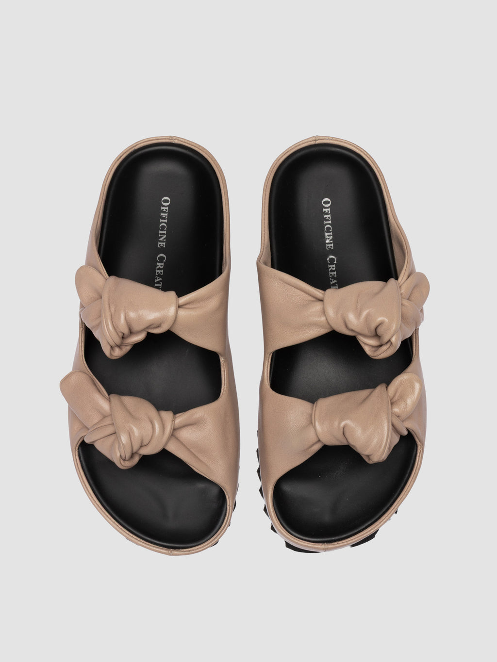 PELAGIE 021 - Ivory Leather Slide Sandals - image 2,side view
