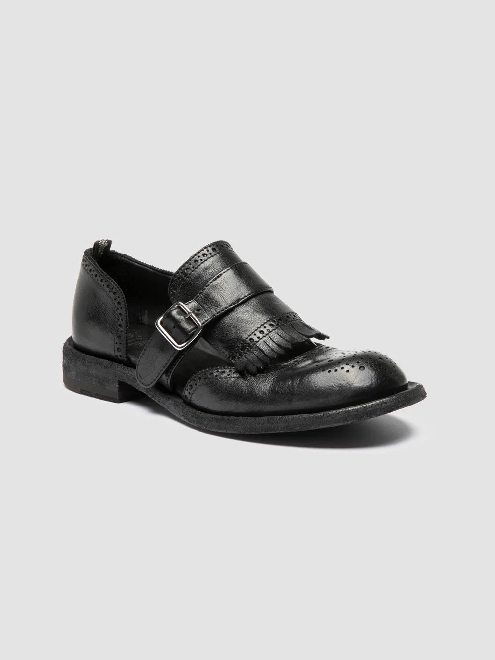 RUGGED 119 - Black Leather Monk shoes - image 3,side view