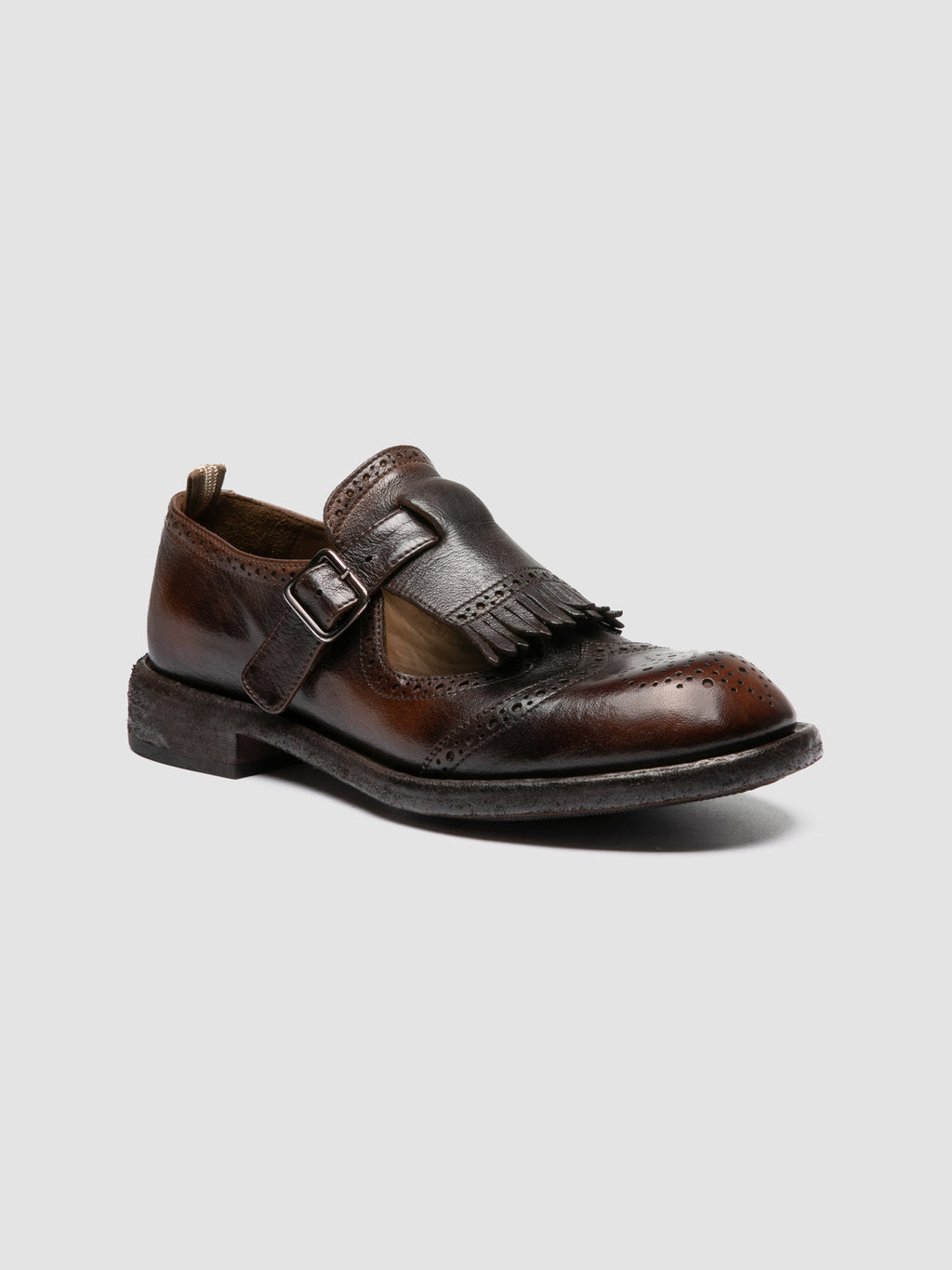 RUGGED 126_W - Brown Leather T-Bar Shoes - image 3,side view