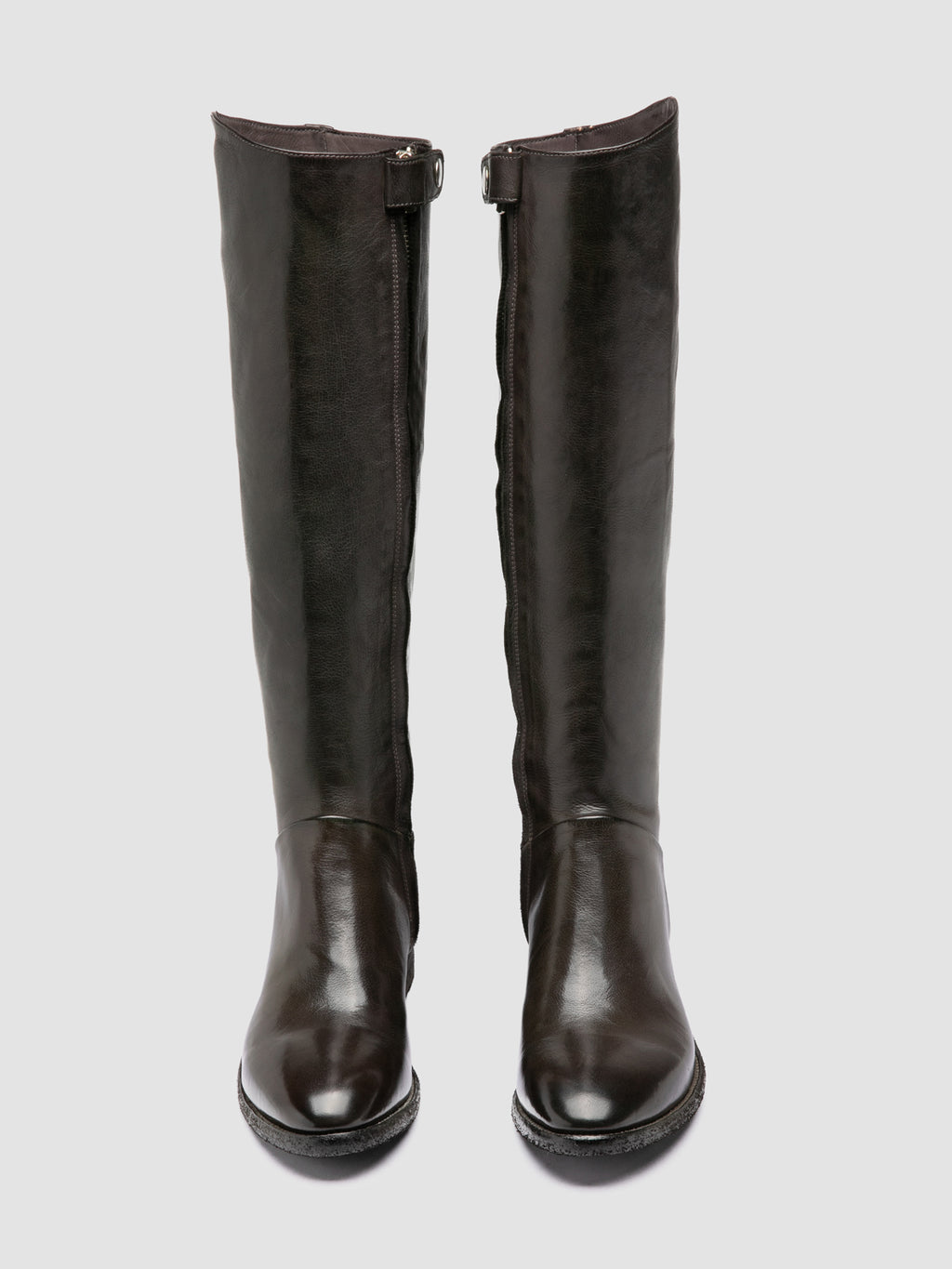 SELINE 039 - Grey Leather Zipped Boots - image 2,side view