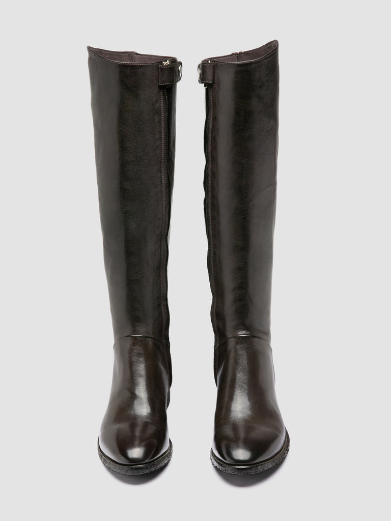 SELINE 039 - Grey Leather Zipped Boots