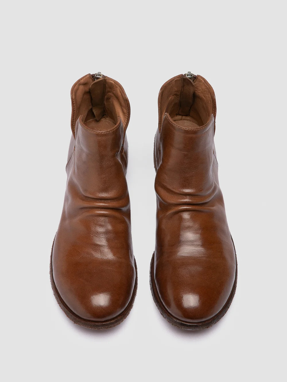 SHANTEL 003 - Brown Leather Zipped Boots - image 2,side view