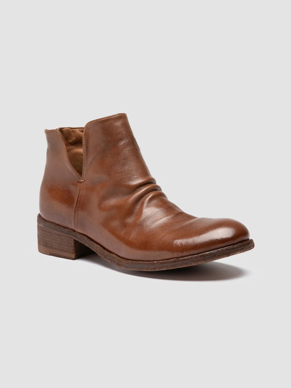 SHANTEL 003 - Brown Leather Zipped Boots - image 3,side view