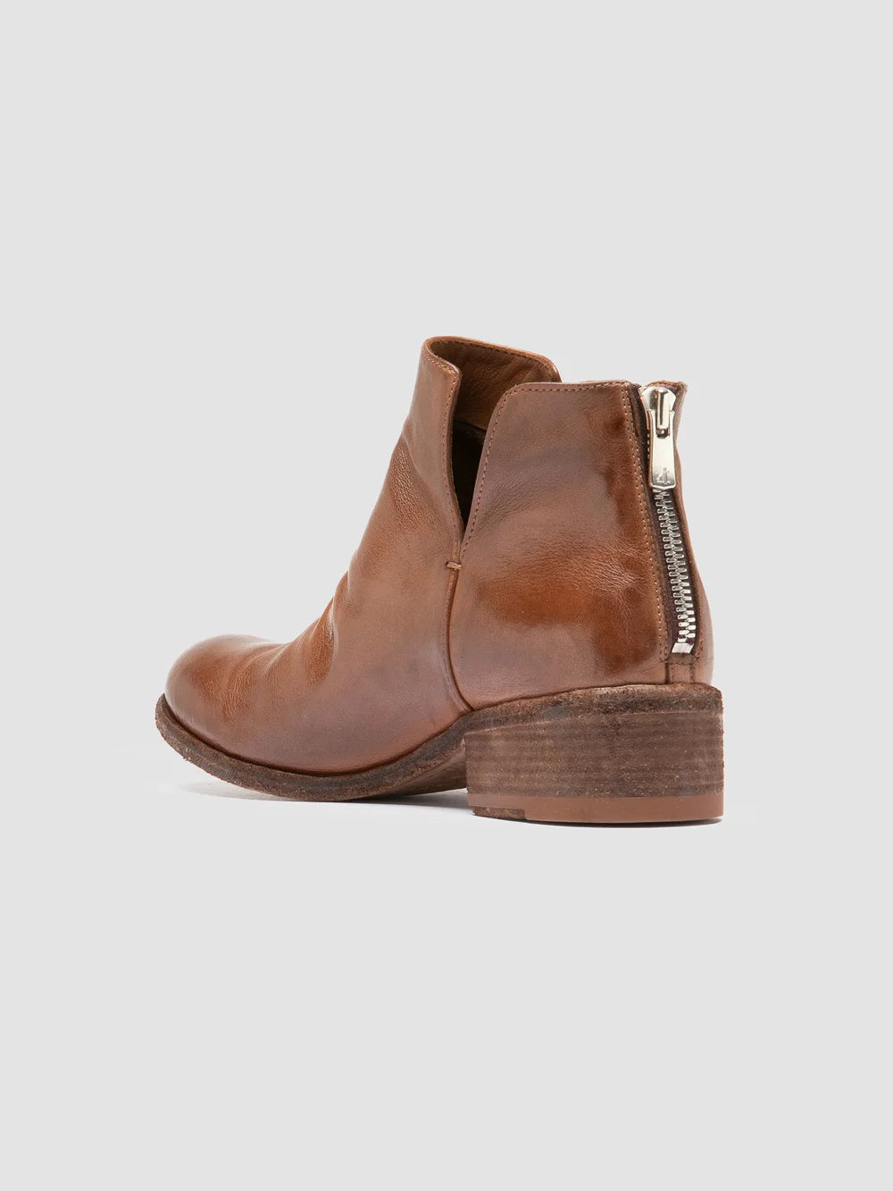 SHANTEL 003 - Brown Leather Zipped Boots - image 4,side view