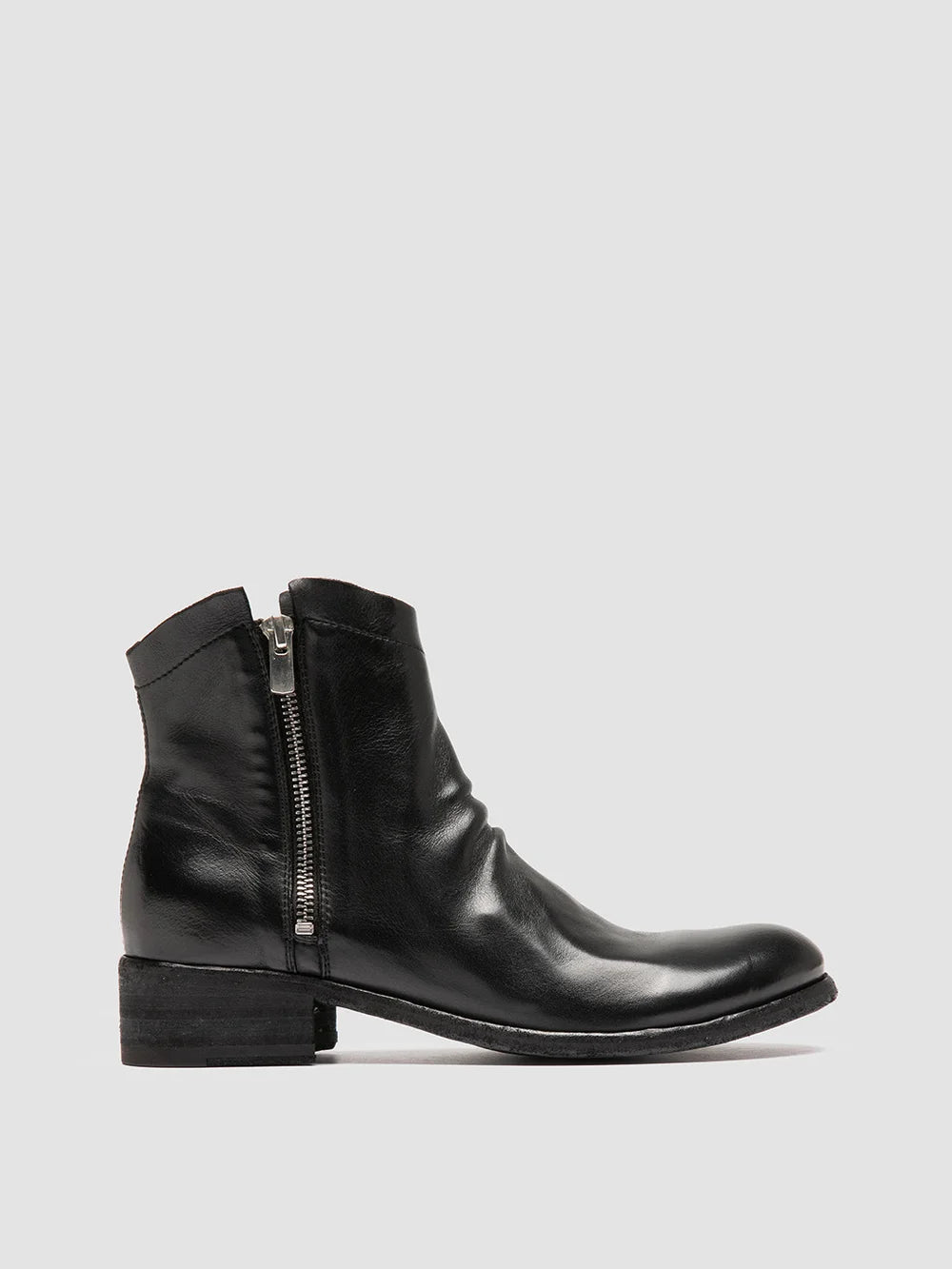 SHANTEL 004 - Black Leather Zipped Boots - image 1,side view