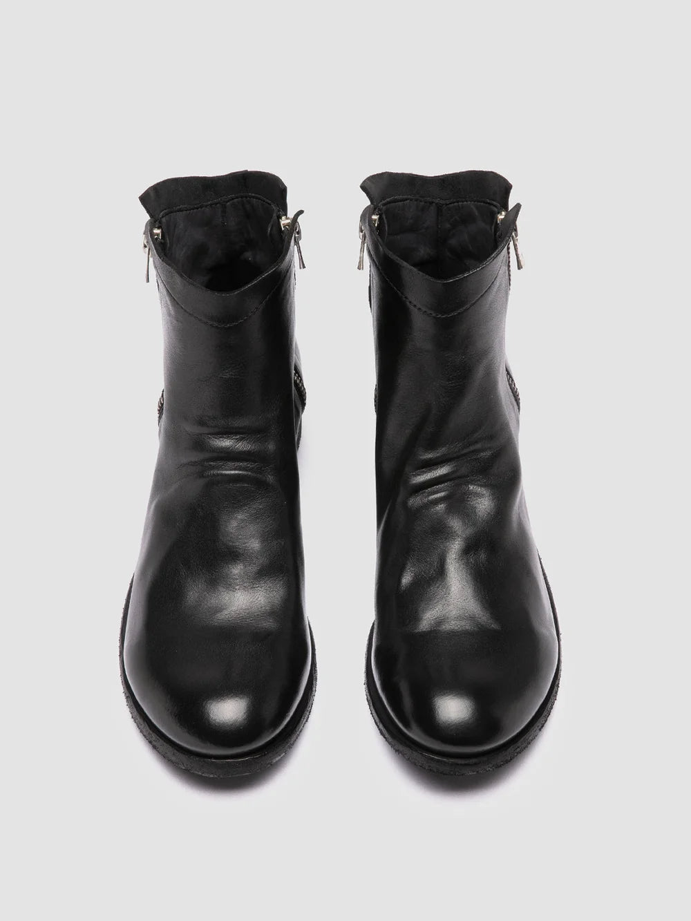 SHANTEL 004 - Black Leather Zipped Boots - image 2,side view