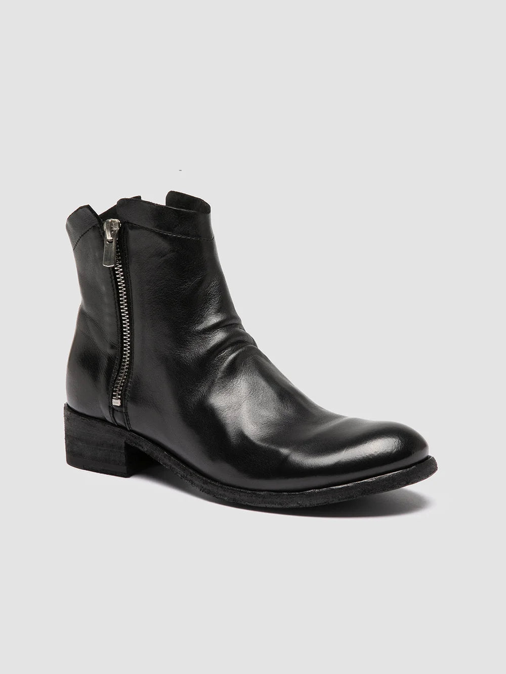 SHANTEL 004 - Black Leather Zipped Boots - image 3,side view