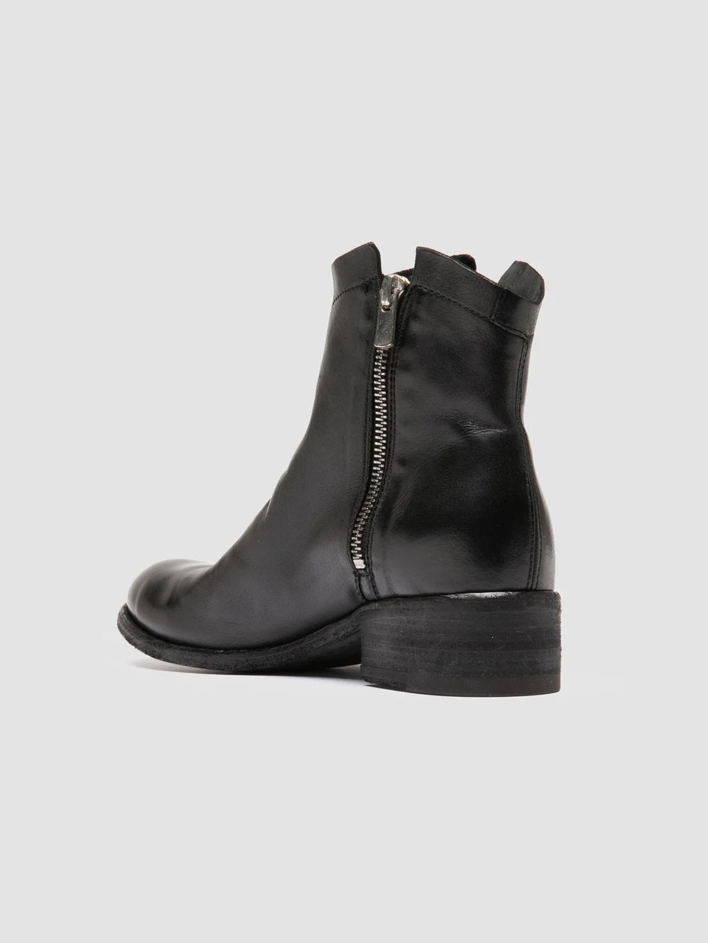 SHANTEL 004 - Black Leather Zipped Boots - image 4,side view