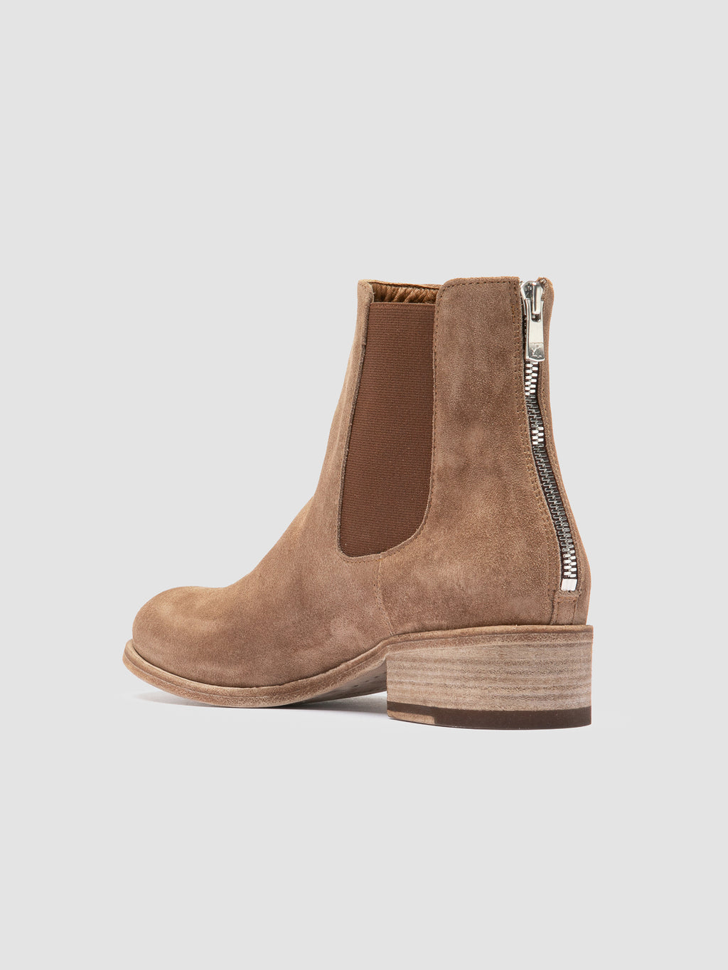 SHANTEL 006 - Taupefarbene Wildlederstiefel mit Reißverschluss - image 4,side view