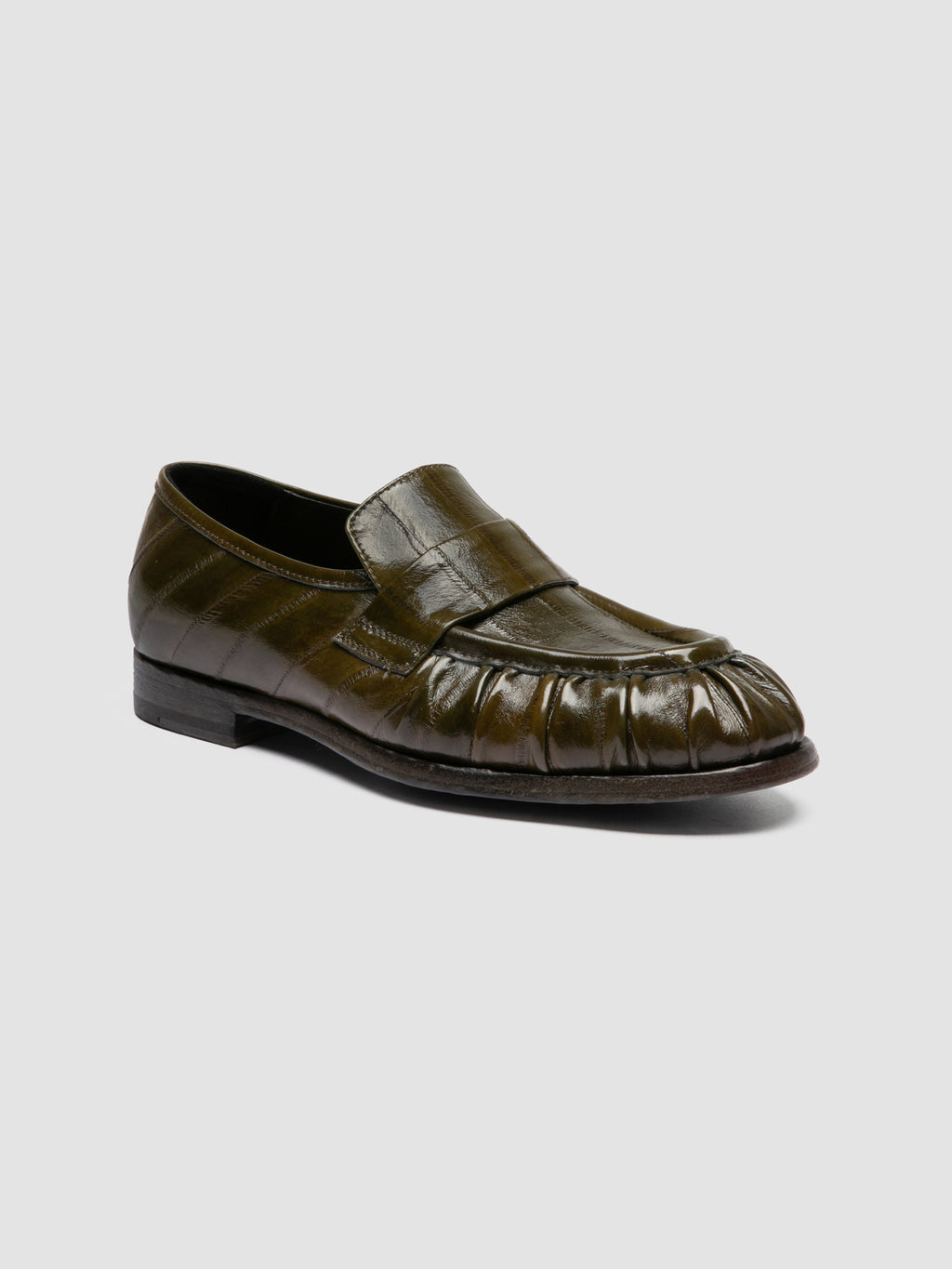 SOLITUDE 107 - Green Leather Penny Loafers - image 3,side view