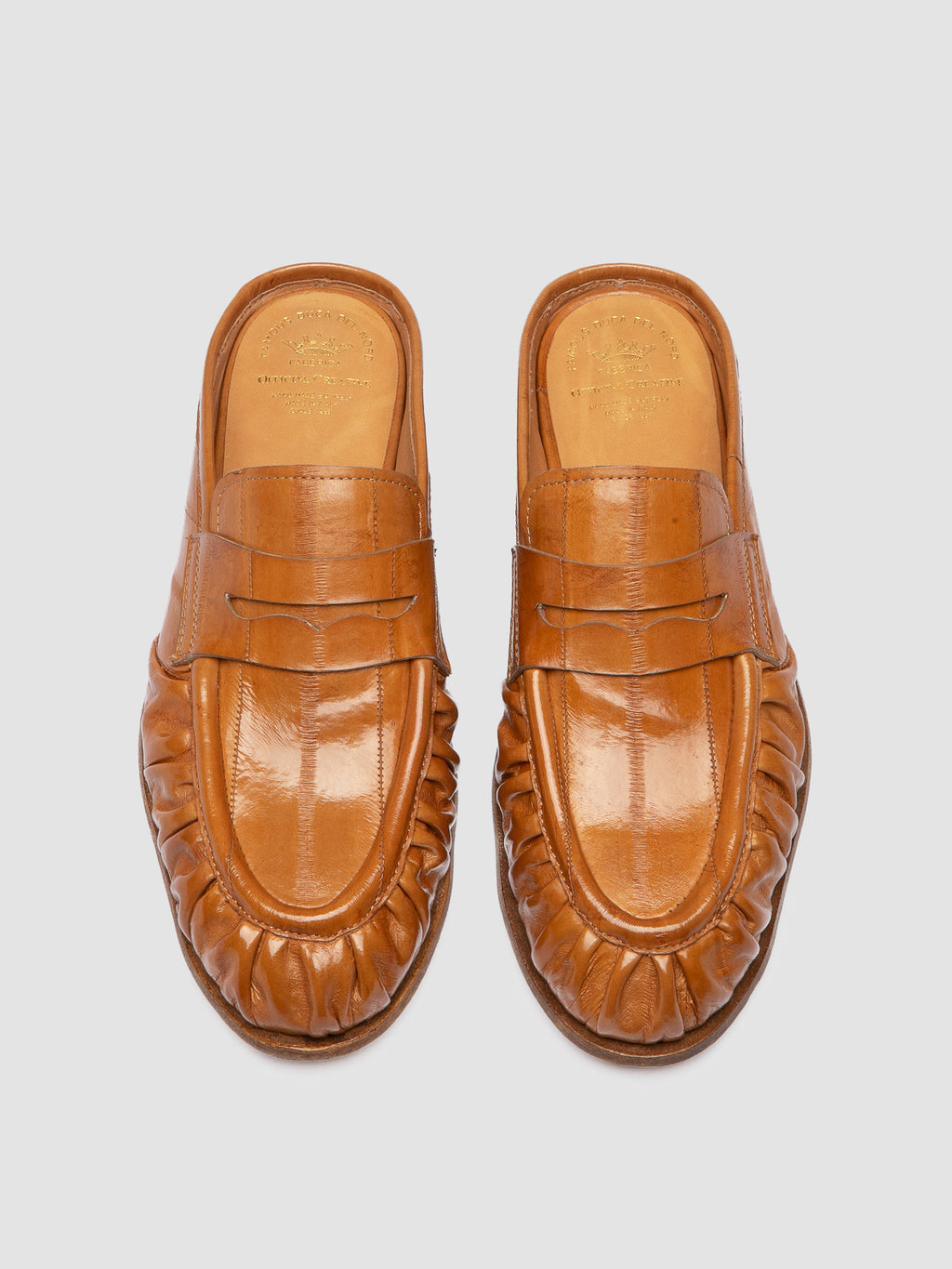 SOLITUDE 112 - Camel Leather Mule Sandals - image 2,side view