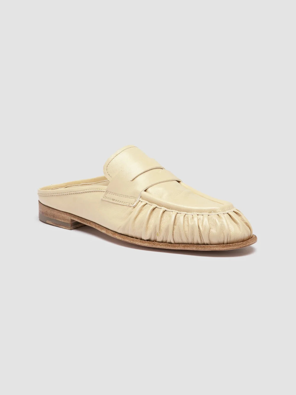 SOLITUDE 112 - Ivory Leather Mule Sandals - image 3,side view