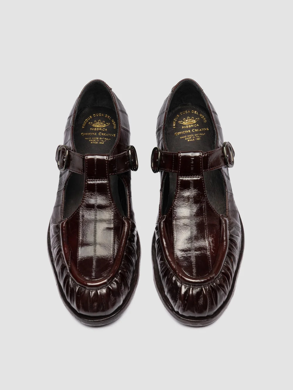 SOLITUDE 115 - Brown Leather T-Bar Shoes - image 2,side view