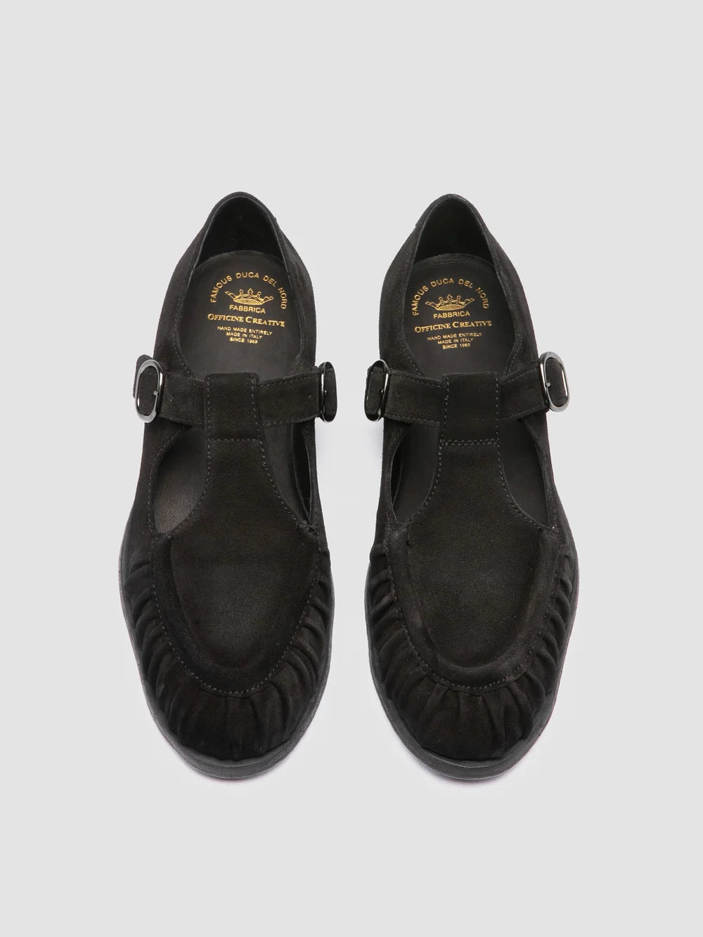 SOLITUDE 115 - Black Suede T-Bar Shoes - image 2,side view