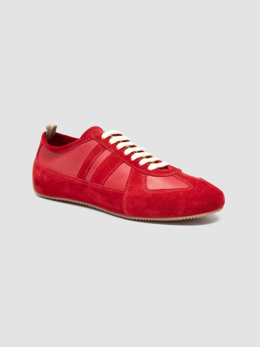 SUBSIDE 102 - Red Leather and Suede Low-Top Sneakers - image 3,side view