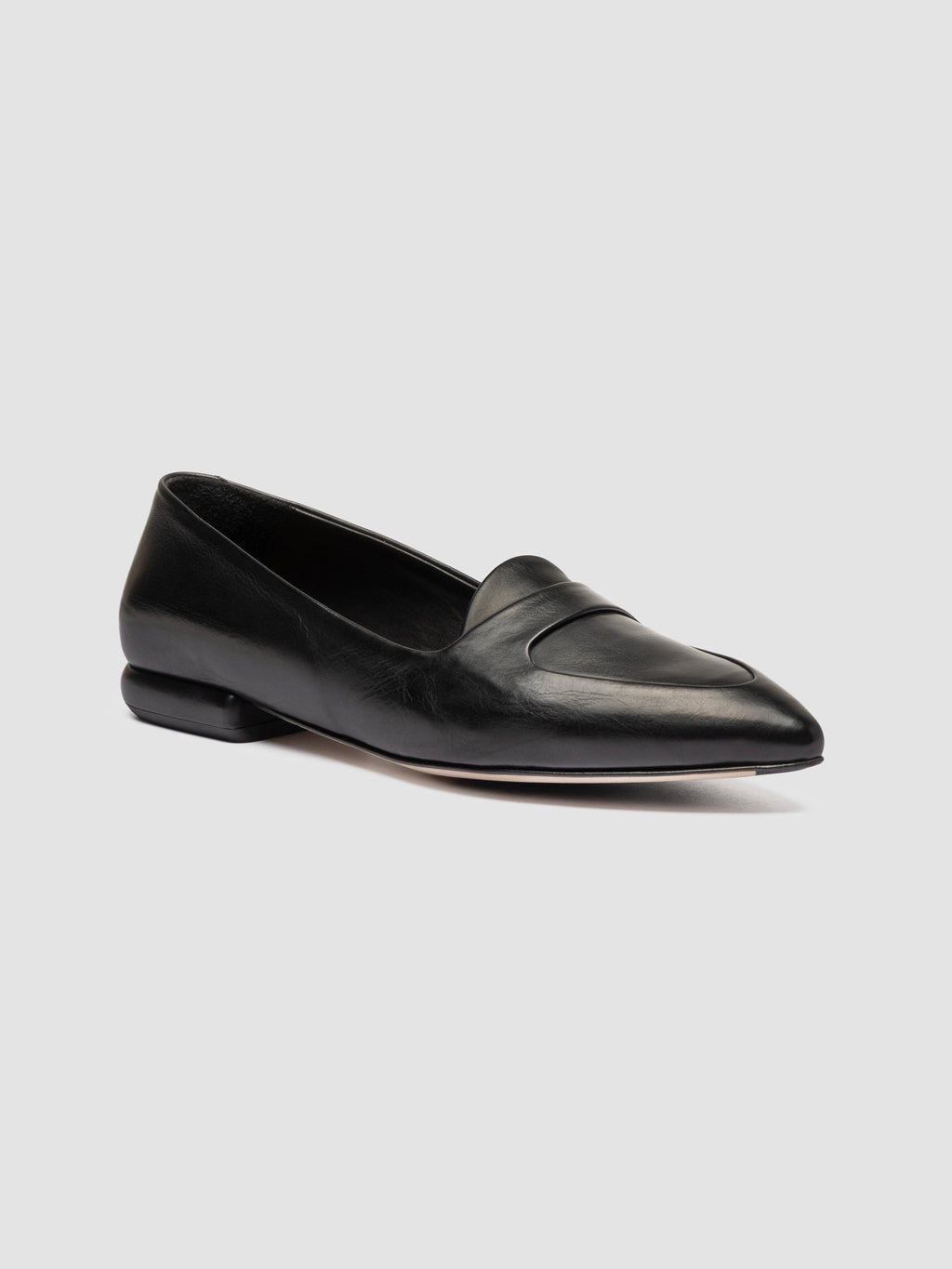 SUE 009 - Black leather Penny Loafers - image 3,side view