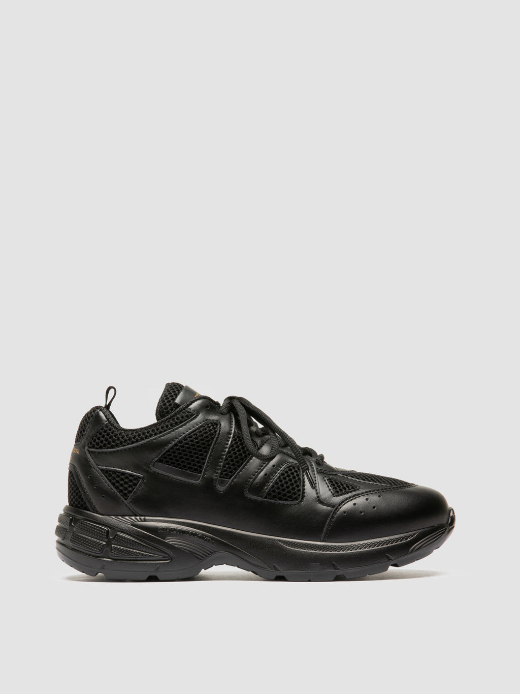 SUPURBIA 101 - Black Leather & Mesh Low Top Sneakers - image 1,side view