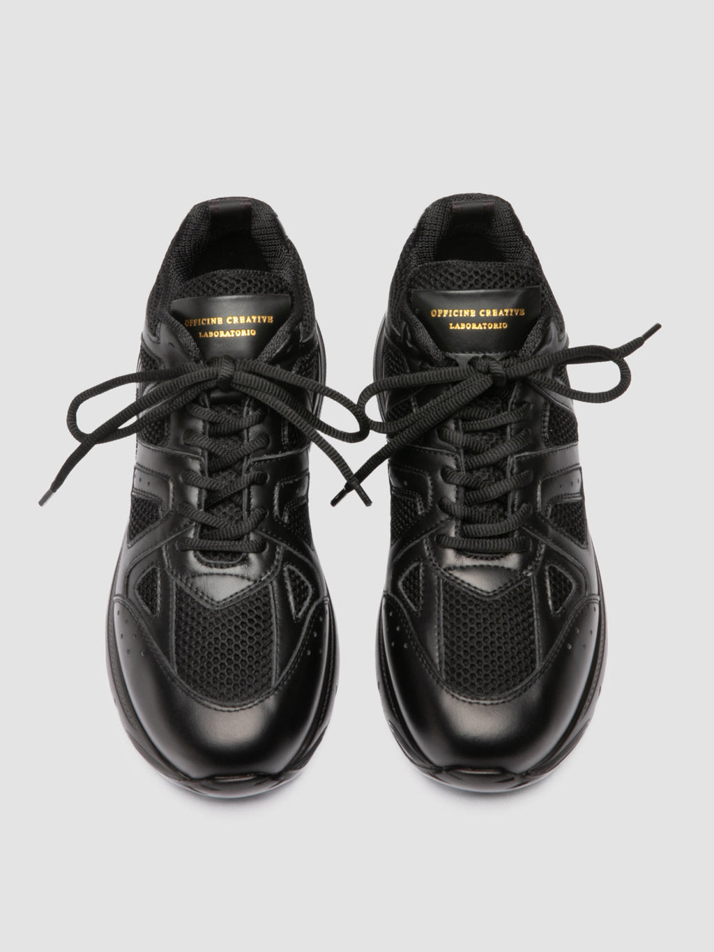 SUPURBIA 101 - Black Leather & Mesh Low Top Sneakers - image 2,side view