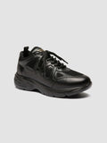 SUPURBIA 101 - Black Leather & Mesh Low Top Sneakers - thumb image 3,side view