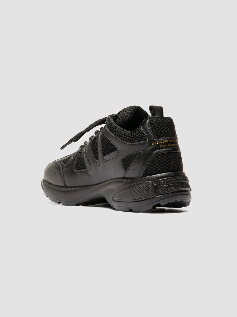 SUPURBIA 101 - Black Leather & Mesh Low Top Sneakers