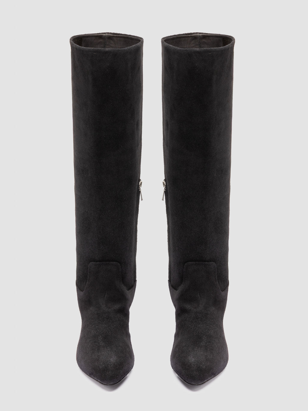 SUZY 006 - Schwarze Stiefel aus Wildleder mit Reißverschluss - image 2,side view