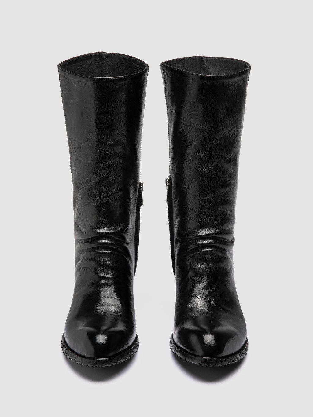 WADE 014 - Black leather Zip Boots - image 2,side view