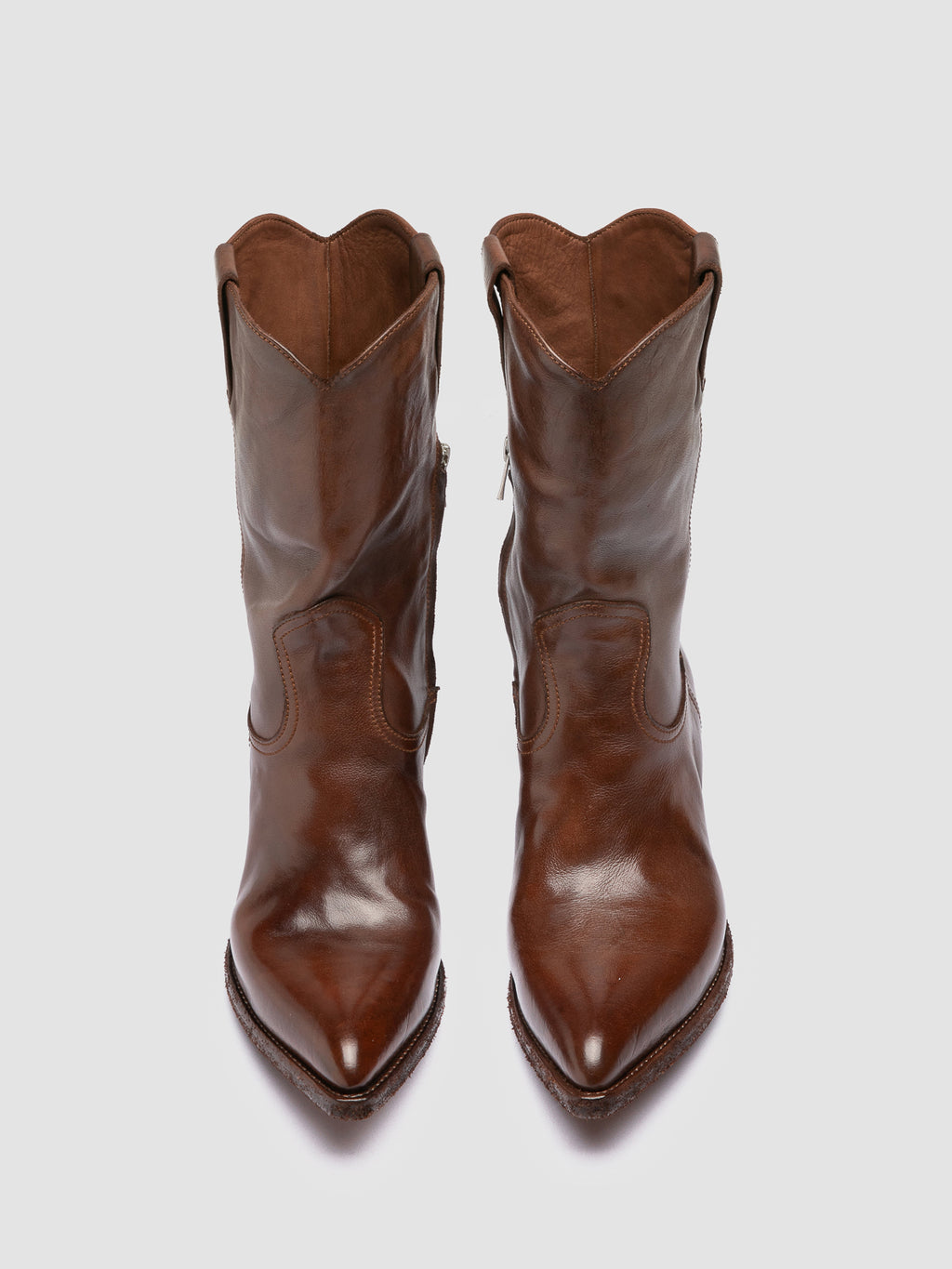 WANDA DD 110 - Braune Lederstiefel mit Reißverschluss - image 2,side view