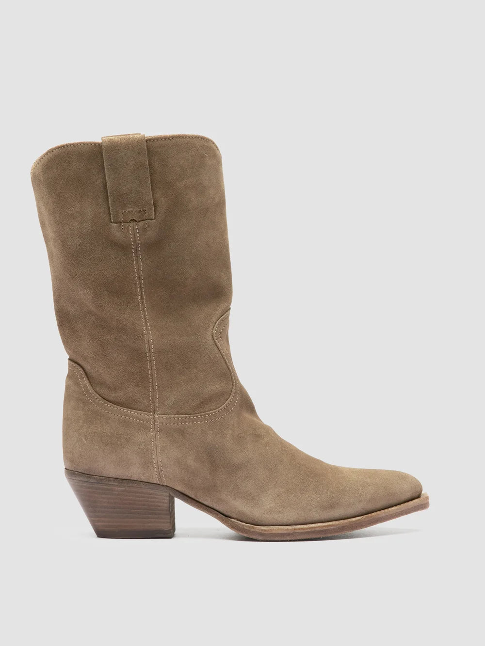 WANDA DD 110 - Taupefarbene Wildlederstiefel mit Reißverschluss - image 1,side view