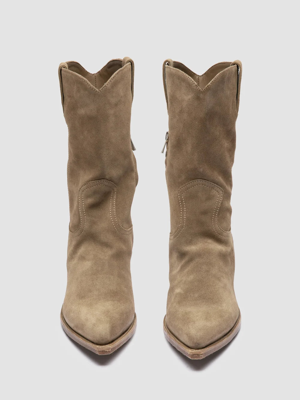 WANDA DD 110 - Taupefarbene Wildlederstiefel mit Reißverschluss - image 2,side view