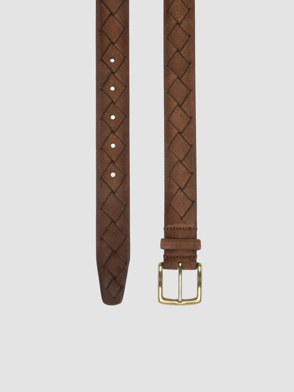 OC STRIP 29 - Brauner Gürtel aus gewebtem Wildleder - image 2,side view