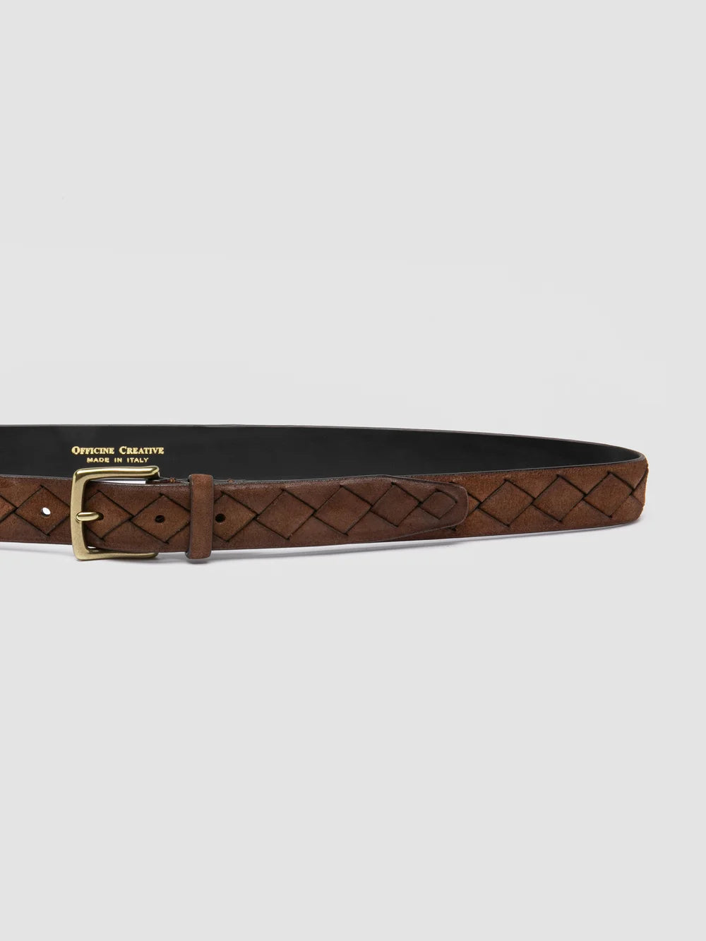 OC STRIP 29 - Brauner Gürtel aus gewebtem Wildleder - image 4,side view