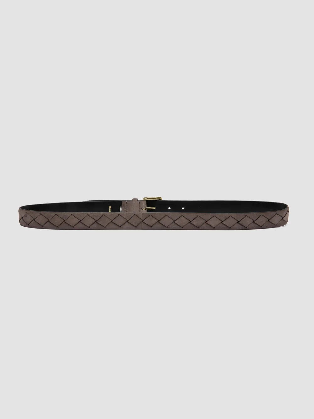 OC STRIP 29 - Taupefarbener Gürtel aus gewebtem Wildleder - image 3,side view