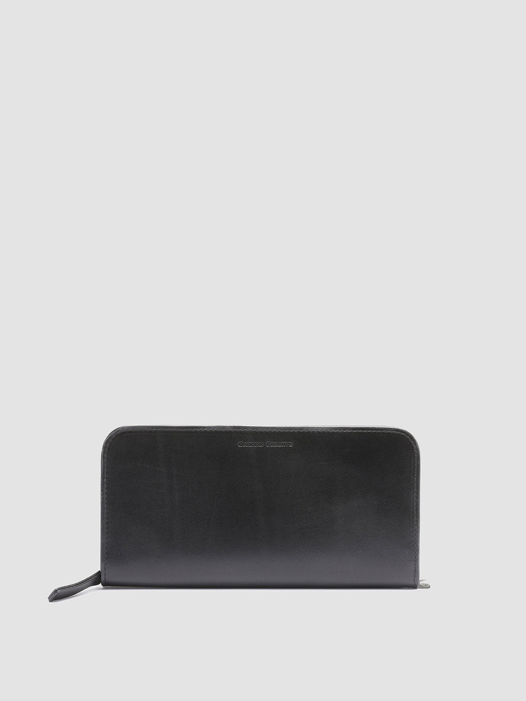 BERGE’ 01 - schwarze Lederbrieftasche mit umlaufendem Reißverschluss - image 1,side view
