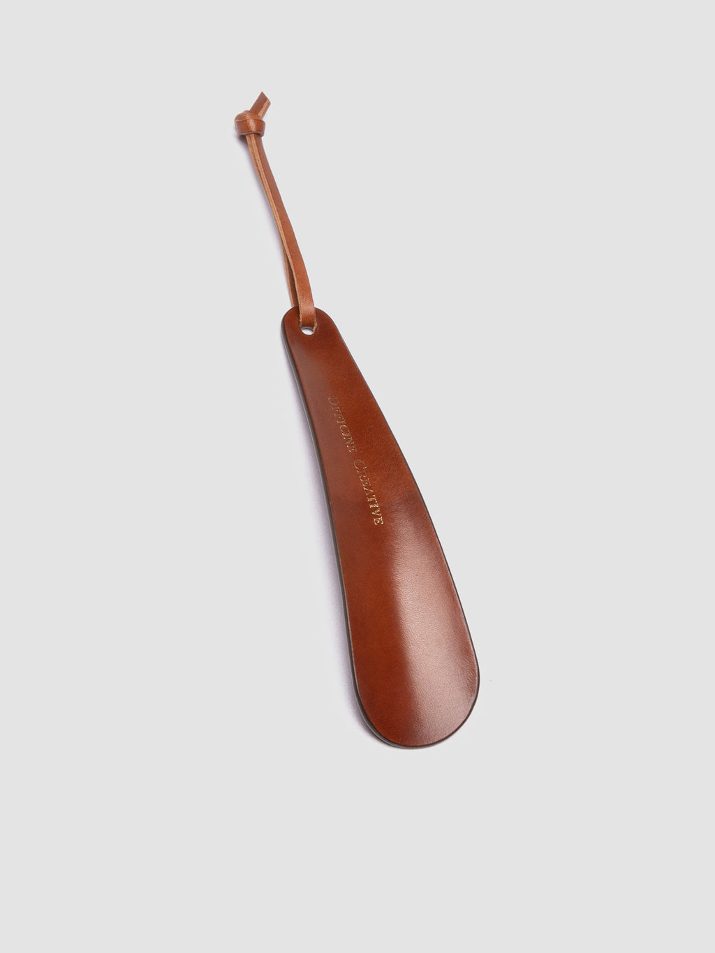 SMALL SHOEHORN - Brown Leather Shoe Horn - image 2,side view