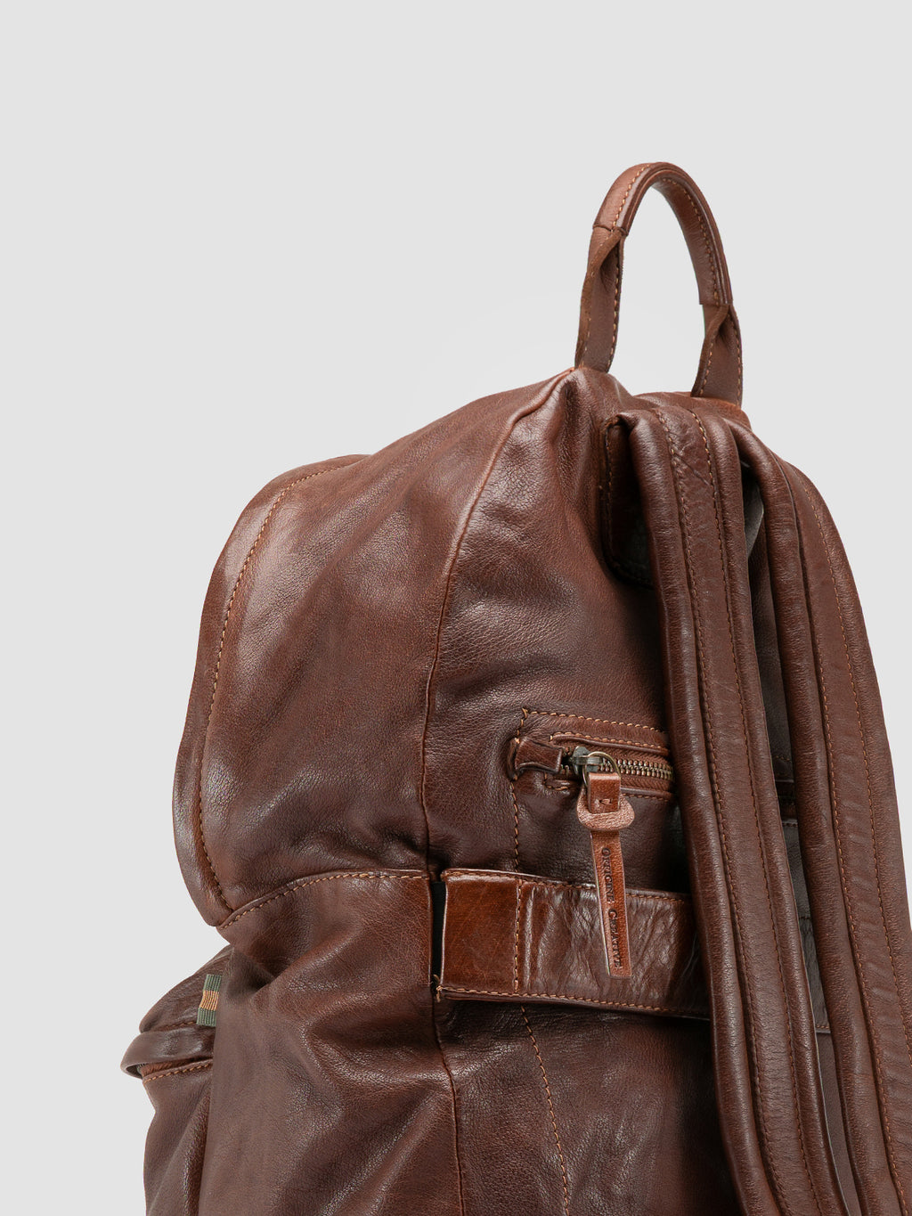 OC PACK 004 - Brown Leather Backpack - image 6,side view