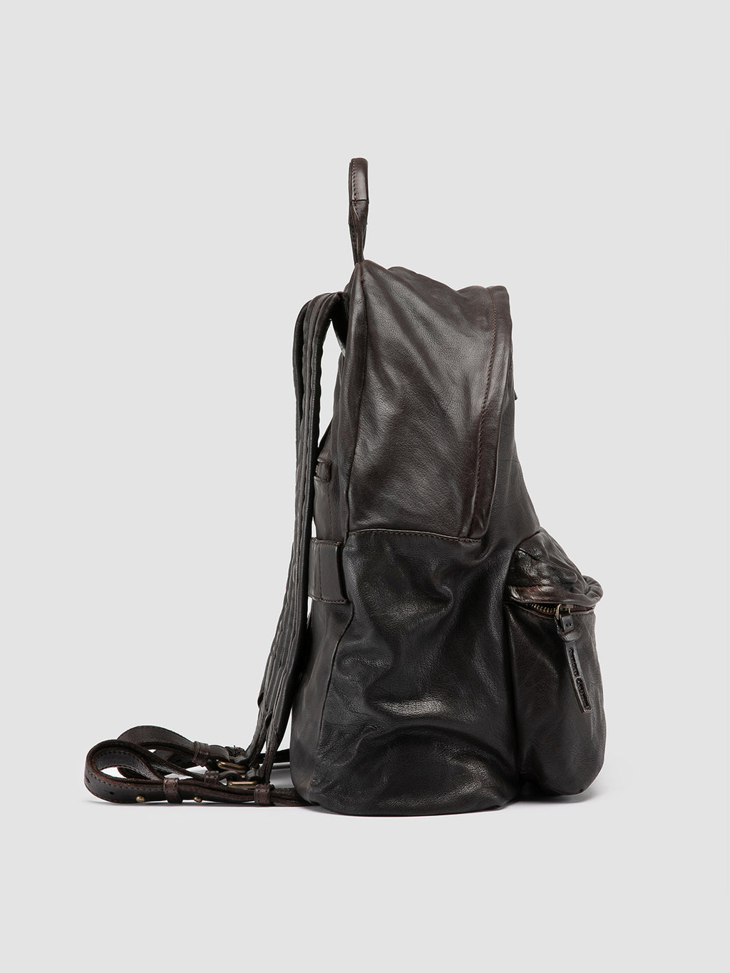 OC PACK 004 - Brown Leather Backpack - image 3,side view