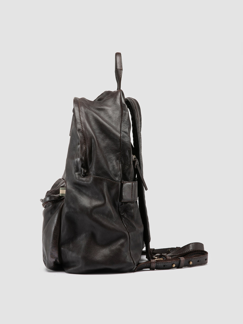 OC PACK 004 - Brown Leather Backpack - image 5,side view