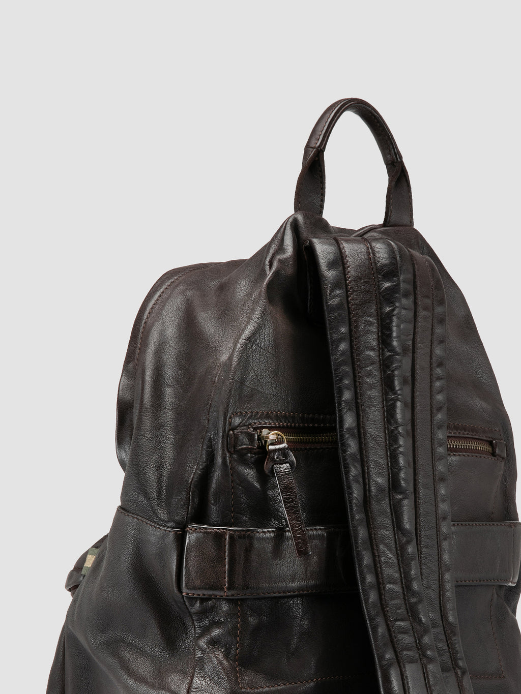 OC PACK 004 - Brown Leather Backpack - image 6,side view