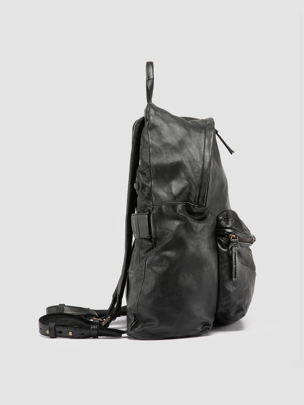OC PACK 004 - Black Leather Backpack - image 3,side view