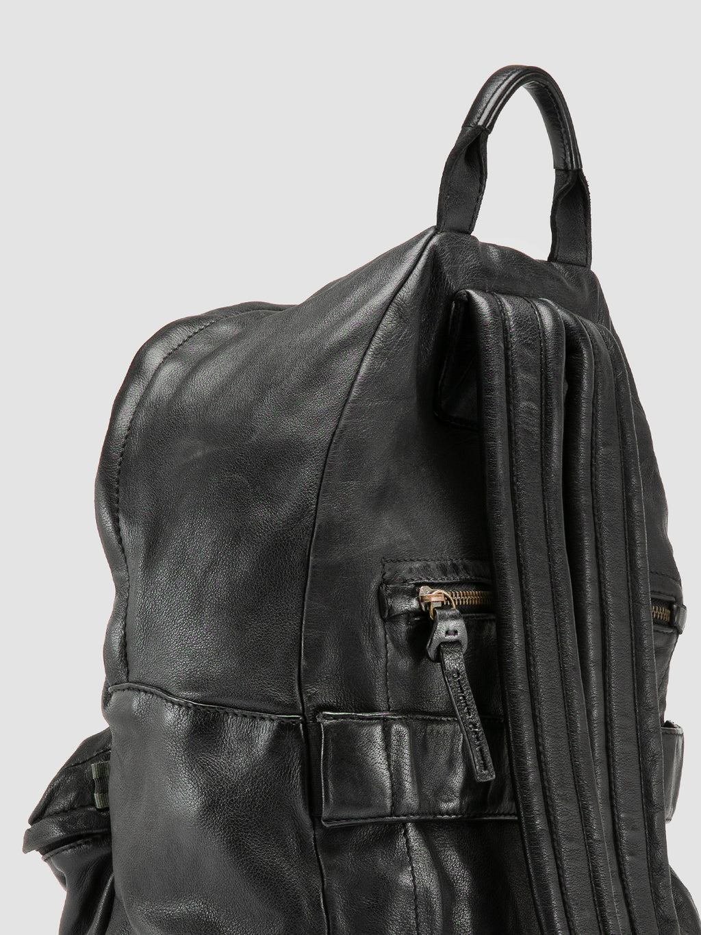 OC PACK 004 - Black Leather Backpack - image 6,side view