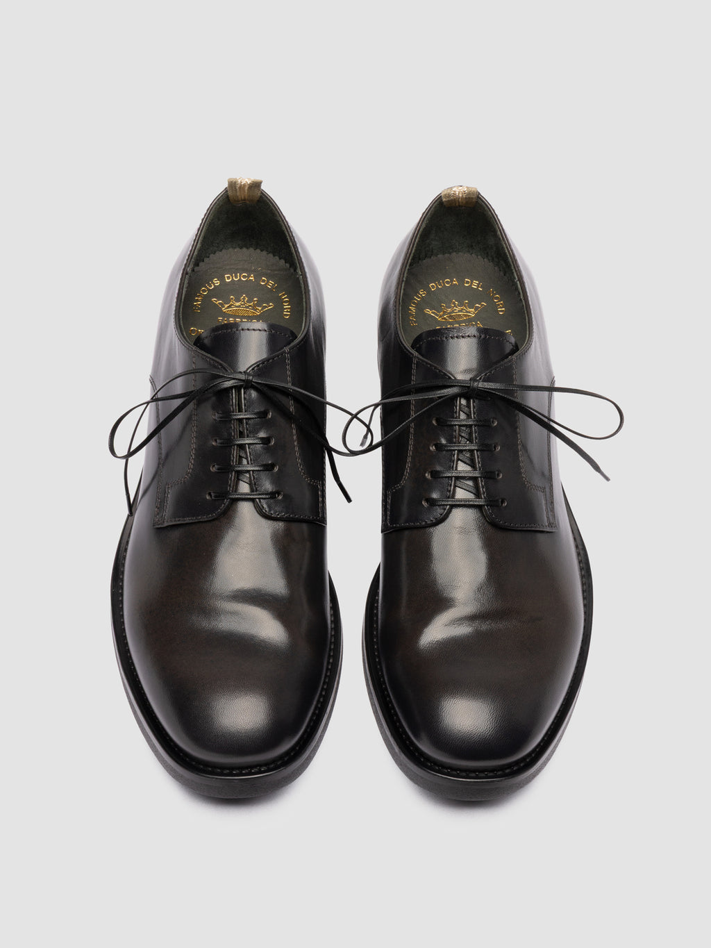 ACADEMIA 001 - Graue Derby-Schuhe aus Leder - image 2,side view
