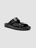 AGORÀ 010 - Black Leather Slide Sandals - thumb image 3,side view