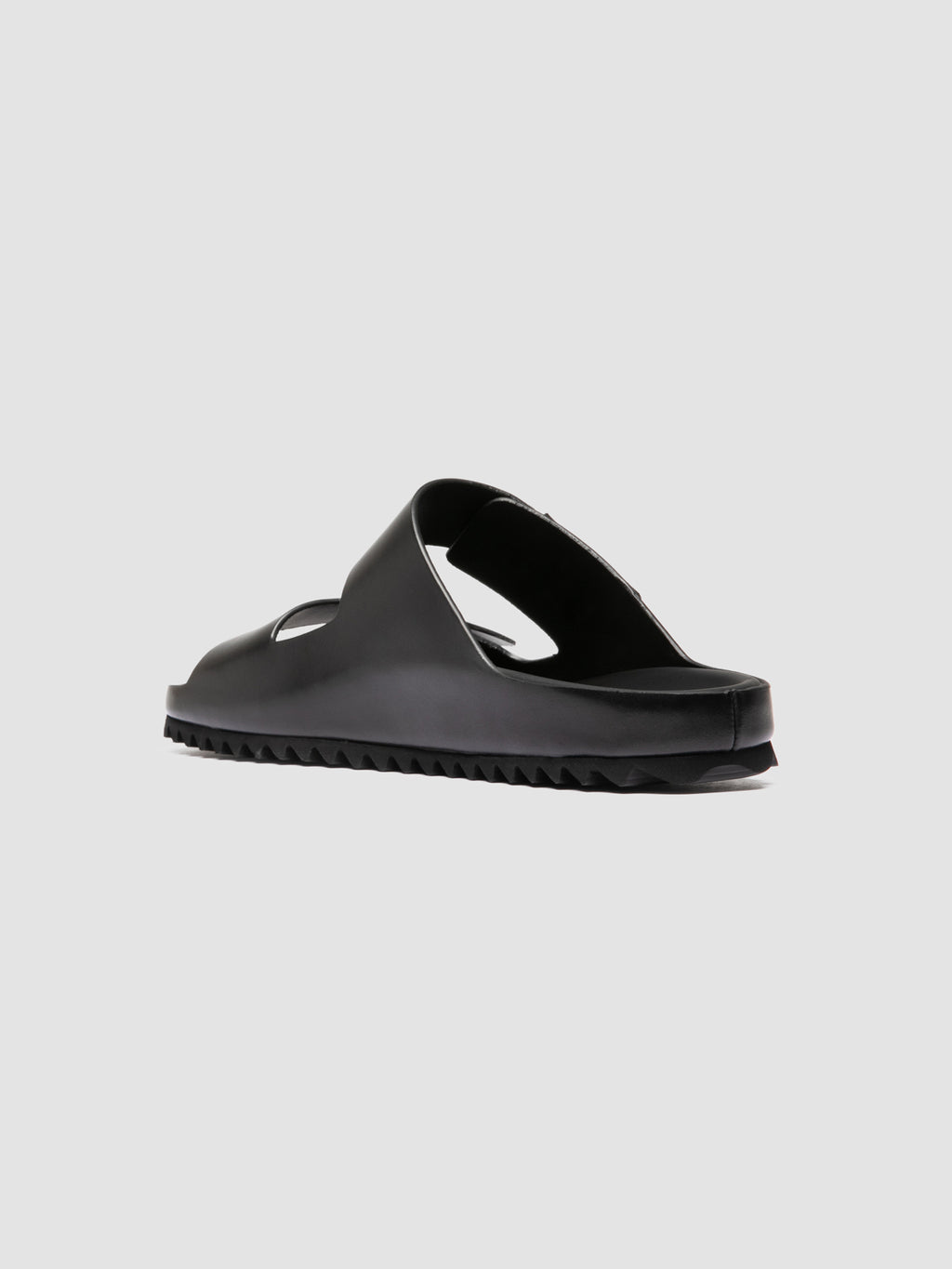 AGORÀ 010 - Black Leather Slide Sandals - image 4,side view