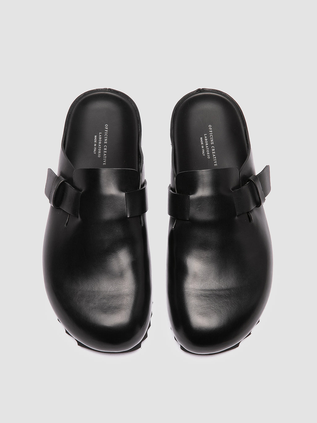 AGORÀ 012 - Black Leather Mule Sandals - image 2,side view