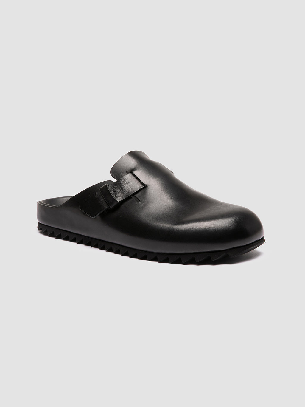 AGORÀ 012 - Black Leather Mule Sandals - image 3,side view