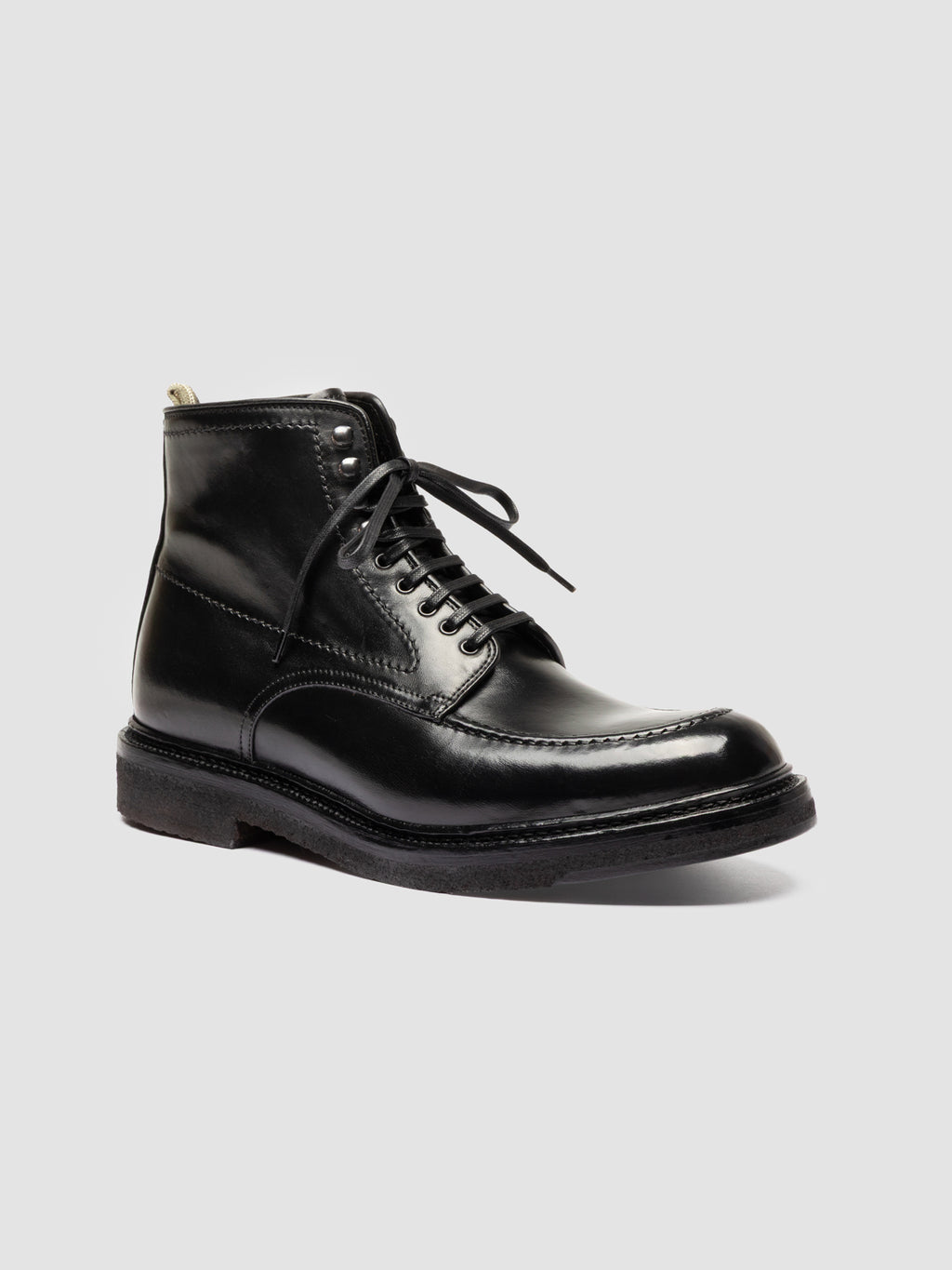 ASTON CREPE 004 - Schwarze Schnürstiefel aus Leder - image 3,side view