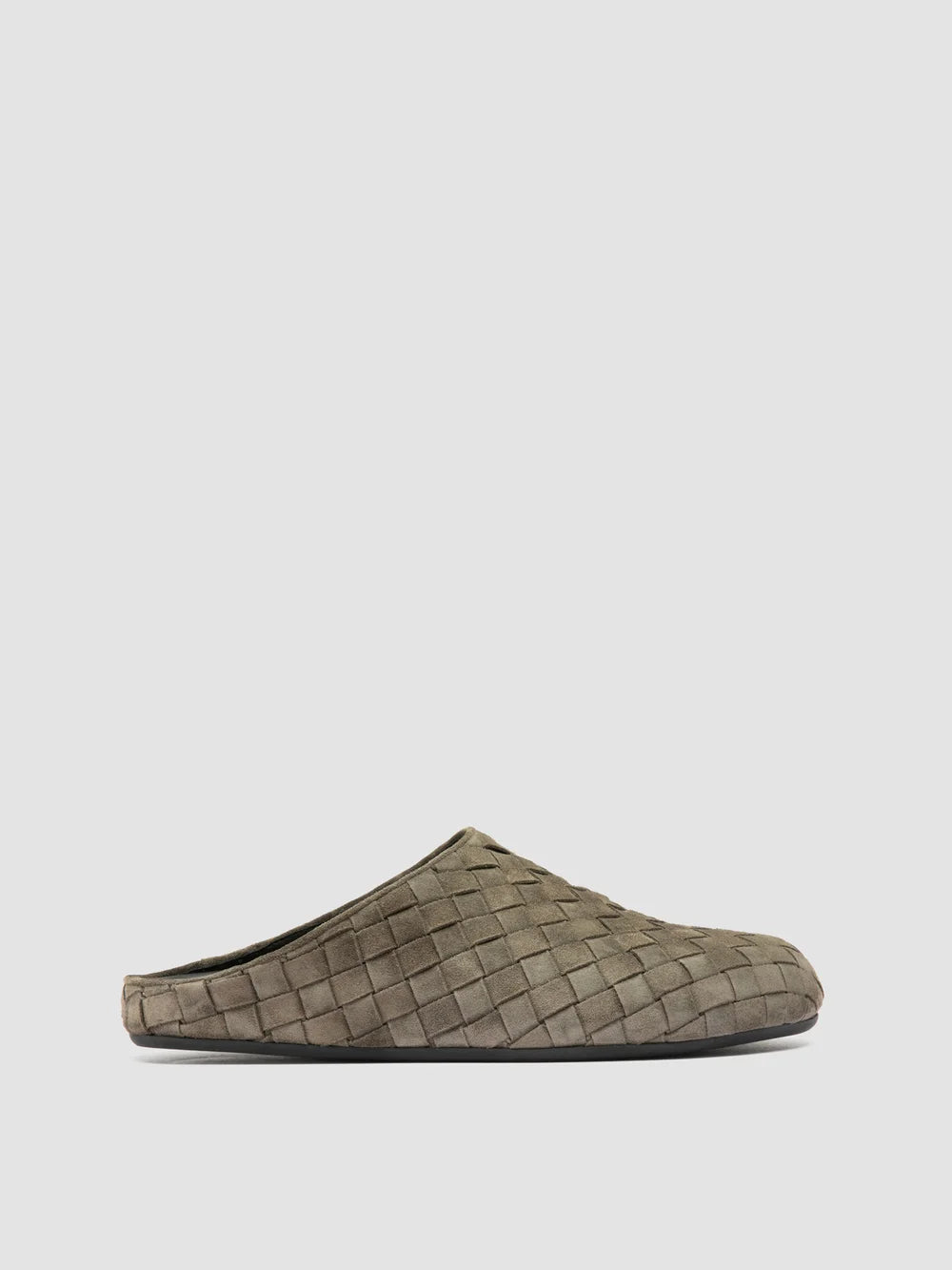 BABOUCHE 005 - Grüne Pantoletten aus gewebtem Leder - image 1,side view