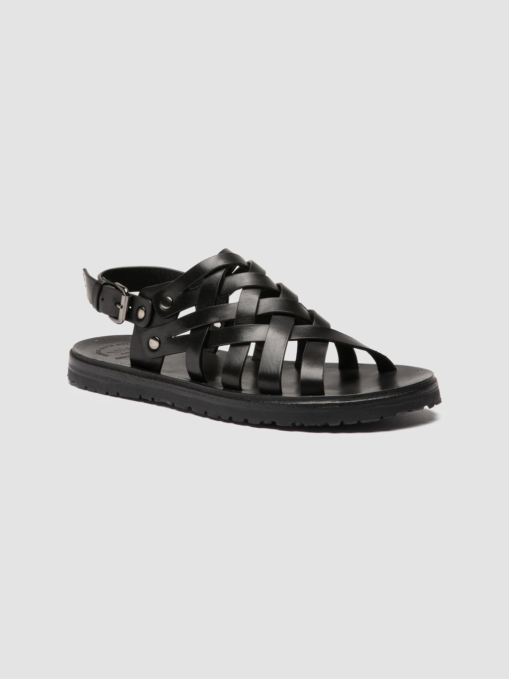 CHIOS 011 - Black Leather Sandals - image 3,side view